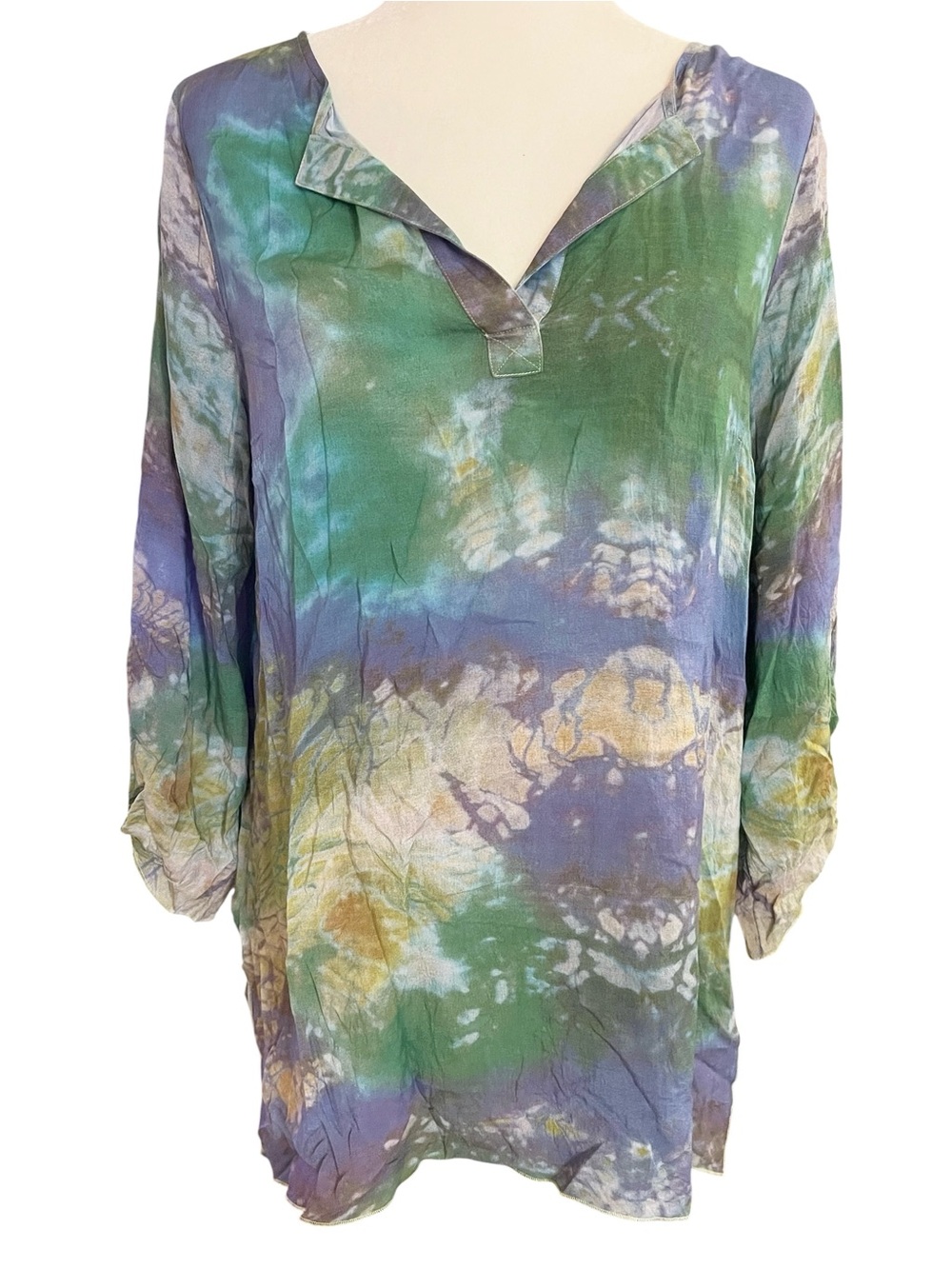 Soft Surroundings Tie-Dye Artsy Watercolor V-Neck Tunic